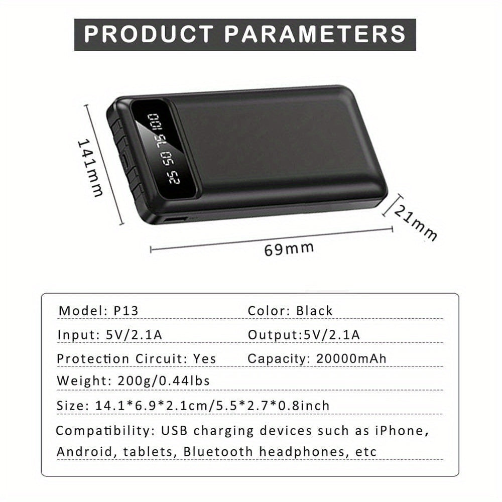 20000mAh High-Capacity Portable Power Bank