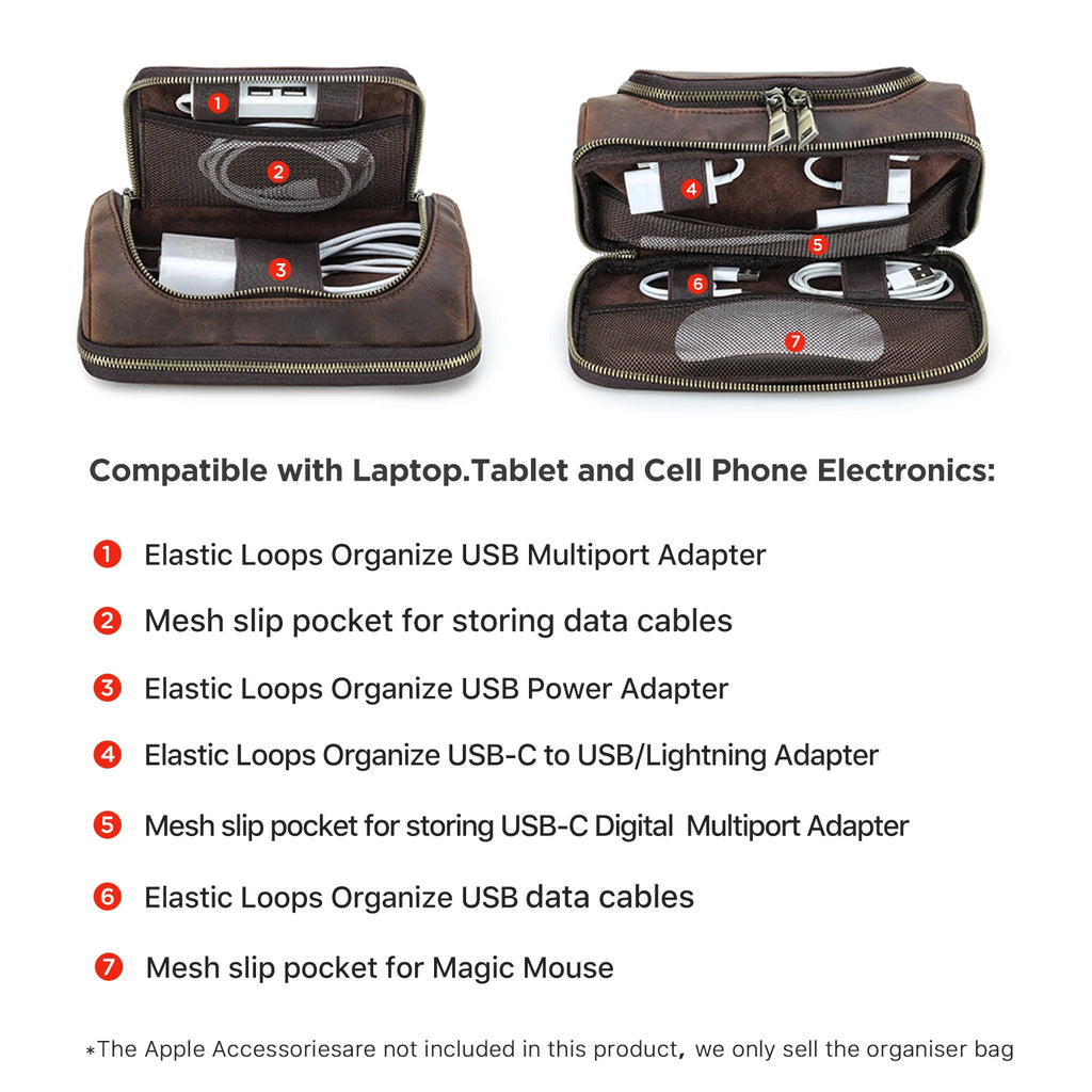 Leather Electronics Organizer Bag